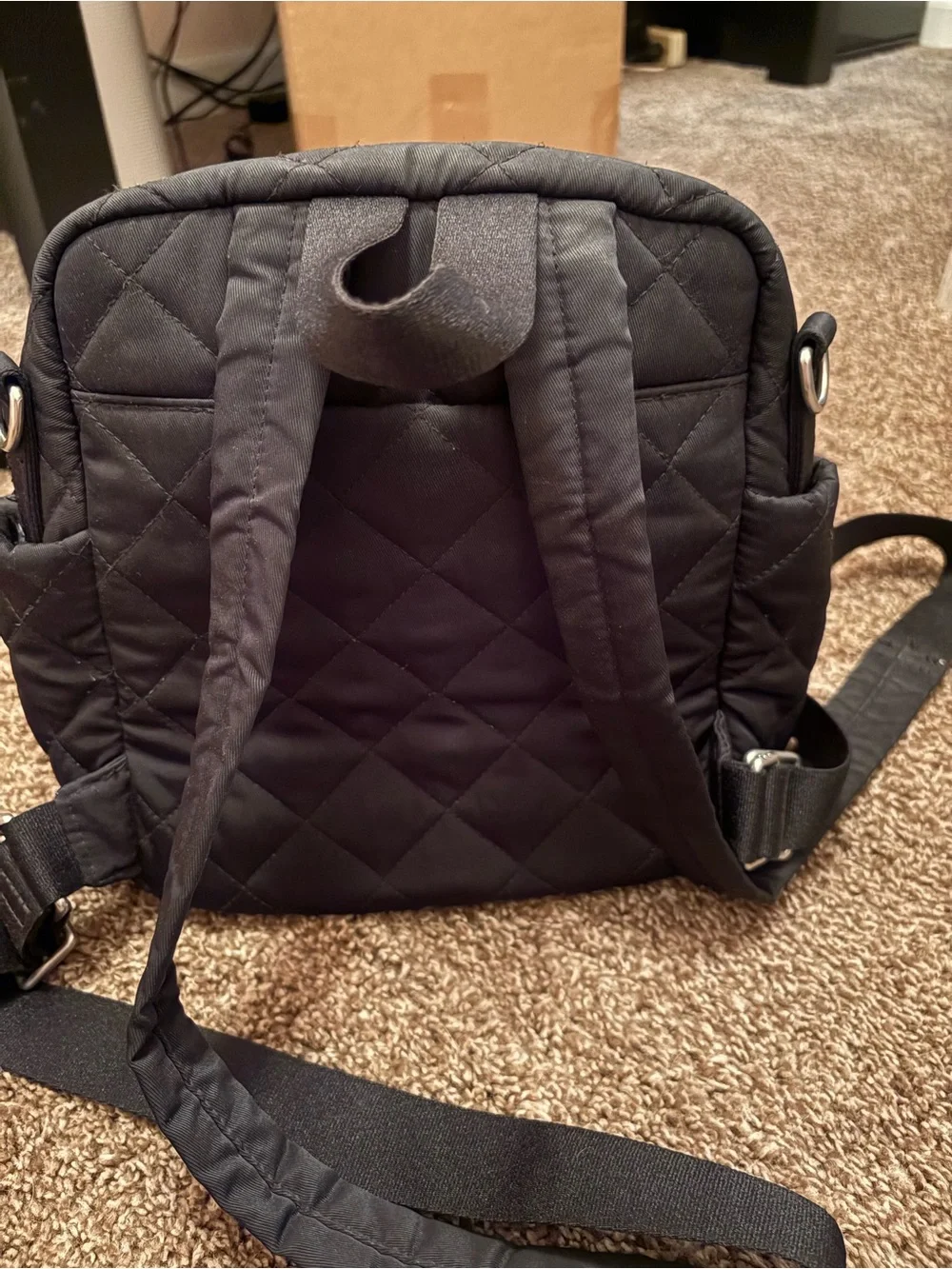 Quilted Black Crossbody Backpack